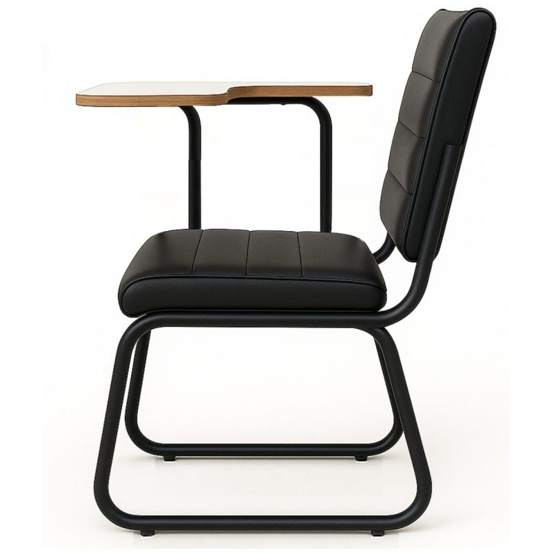 Móveis Escolares Poltrona Universitária TRIX Estofada com Prancheta Fixa - Corino Preto - 35121