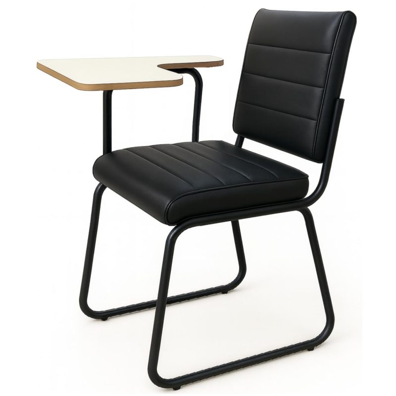 Móveis Escolares Poltrona Universitária TRIX Estofada com Prancheta Fixa - Corino Preto - 35121