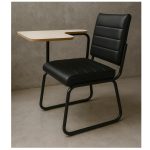 Móveis Escolares Poltrona Universitária TRIX Estofada com Prancheta Fixa - Corino Preto - 35121