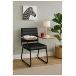 Móveis Escolares Poltrona Universitária TRIX Estofada com Prancheta Fixa - Corino Preto - 35121