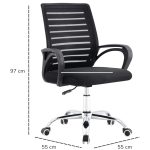 Cadeiras Escritório Cadeira para Escritório Tela OZY com Braço - Cor Preta - 30055