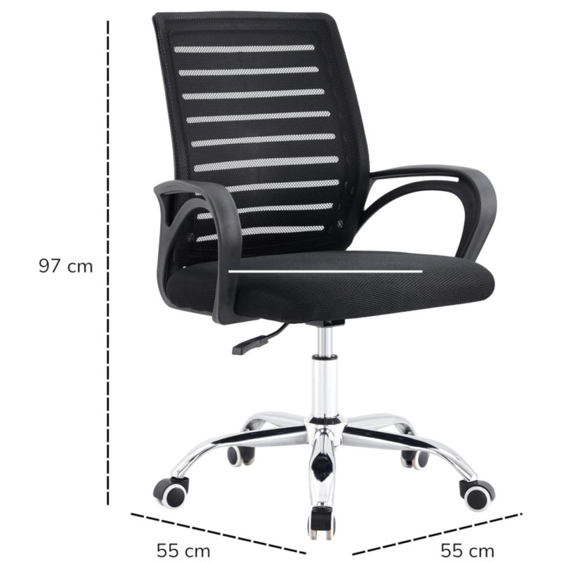 Cadeiras Escritório Cadeira para Escritório Tela OZY com Braço - Cor Preta - 30055
