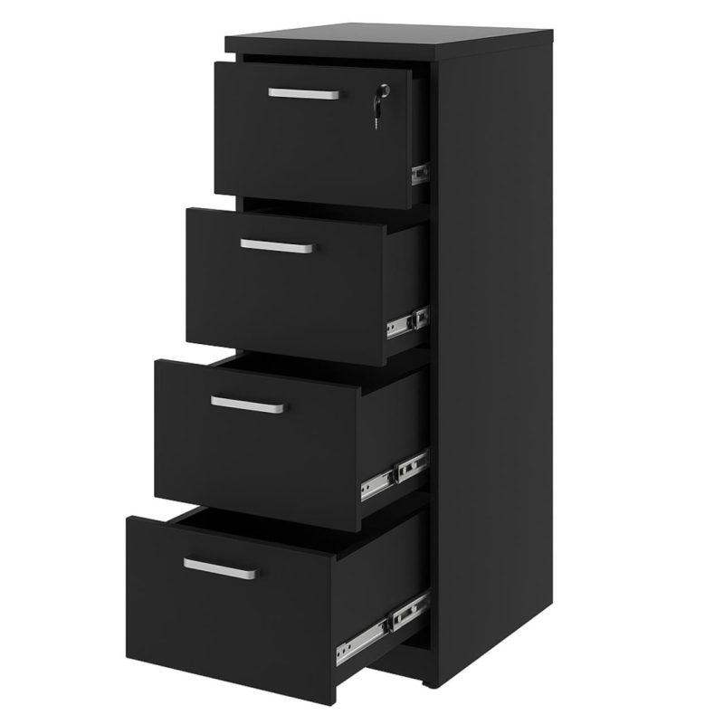 Móveis de Madeira Arquivo de Madeira para Pasta Suspensa com 4 Gavetas - MDP PRETO - 26035