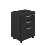 Móveis de Madeira Gaveteiro Volante com 03 Gavetas com Rodízios e Fechadura - MDP Preto - 26034