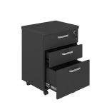 Móveis de Madeira Gaveteiro Volante com 03 Gavetas com Rodízios e Fechadura - MDP Preto - 26034