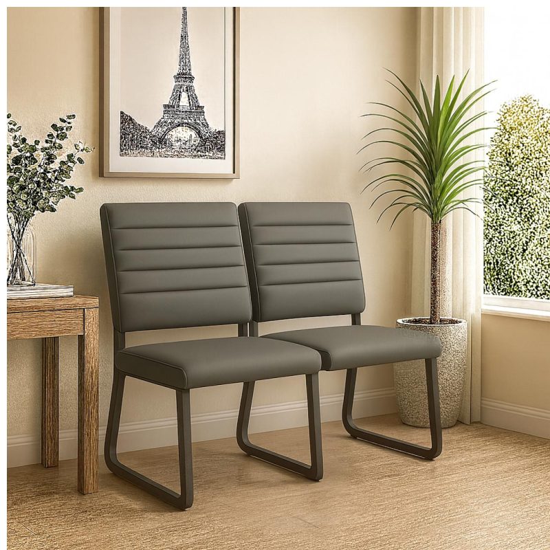 Cadeiras Longarinas para Recepção Sofanete para Escritório Estofada com 02 Lugares - TRIX - Pés PRETO - 35120