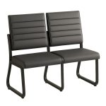 Cadeiras Longarinas para Recepção Sofanete para Escritório Estofada com 02 Lugares - TRIX - Pés PRETO - 35120