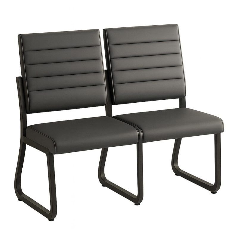 Cadeiras Longarinas para Recepção Sofanete para Escritório Estofada com 02 Lugares - TRIX - Pés PRETO - 35120