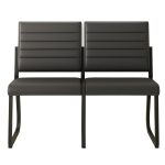 Cadeiras Longarinas para Recepção Sofanete para Escritório Estofada com 02 Lugares - TRIX - Pés PRETO - 35120