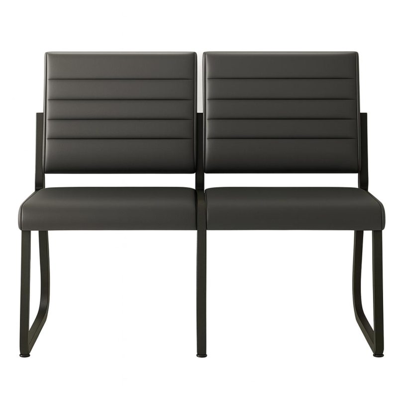 Cadeiras Longarinas para Recepção Sofanete para Escritório Estofada com 02 Lugares - TRIX - Pés PRETO - 35120