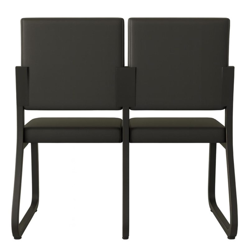 Cadeiras Longarinas para Recepção Sofanete para Escritório Estofada com 02 Lugares - TRIX - Pés PRETO - 35120