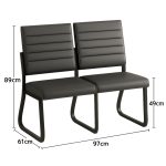 Cadeiras Longarinas para Recepção Sofanete para Escritório Estofada com 02 Lugares - TRIX - Pés PRETO - 35120