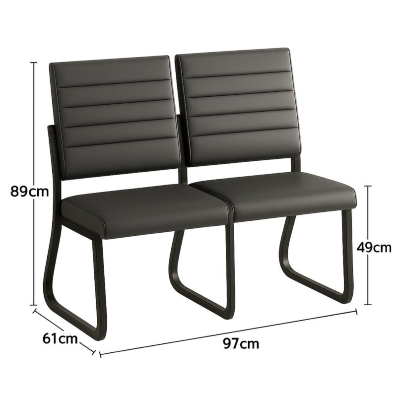 Cadeiras Longarinas para Recepção Sofanete para Escritório Estofada com 02 Lugares - TRIX - Pés PRETO - 35120