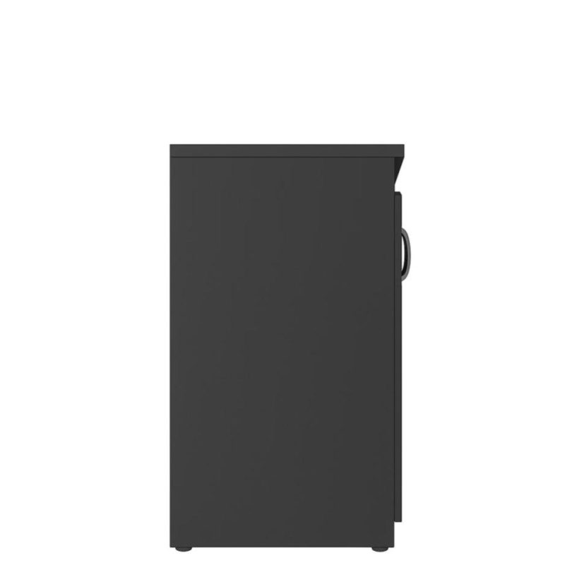 Móveis de Madeira Armário Baixo com Nicho e Prateleiras Internas – MDP Preto - 26032