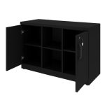 Móveis de Madeira Armário Baixo com Nicho e Prateleiras Internas – MDP Preto - 26032