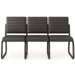 Cadeiras Longarinas para Recepção Sofanete para Escritório Estofada com 03 Lugares - TRIX - Pés PRETO - 35123