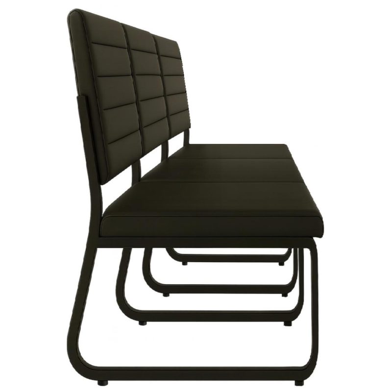 Cadeiras Longarinas para Recepção Sofanete para Escritório Estofada com 03 Lugares - TRIX - Pés PRETO - 35123