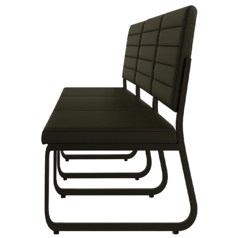 Cadeiras Longarinas para Recepção Sofanete para Escritório Estofada com 03 Lugares - TRIX - Pés PRETO - 35123