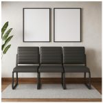 Cadeiras Longarinas para Recepção Sofanete para Escritório Estofada com 03 Lugares - TRIX - Pés PRETO - 35123