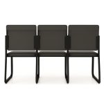 Cadeiras Longarinas para Recepção Sofanete para Escritório Estofada com 03 Lugares - TRIX - Pés PRETO - 35123