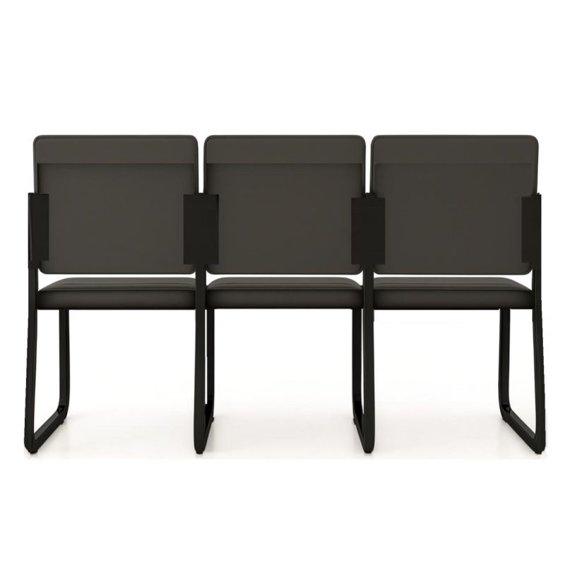 Cadeiras Longarinas para Recepção Sofanete para Escritório Estofada com 03 Lugares - TRIX - Pés PRETO - 35123