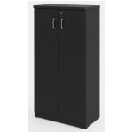 Móveis de Madeira Armário Alto Fechado com Portas e Prateleiras Internas – MDP Preto - 26031