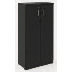 Móveis de Madeira Armário Alto Fechado com Portas e Prateleiras Internas – MDP Preto - 26031