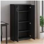 Móveis de Madeira Armário Alto Fechado com Portas e Prateleiras Internas – MDP Preto - 26031