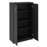 Móveis de Madeira Armário Alto Fechado com Portas e Prateleiras Internas – MDP Preto - 26031