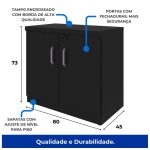 Móveis de Madeira Armário Baixo com Prateleiras Internas – MDP Preto - 26030