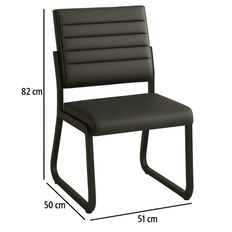 Cadeiras Longarinas para Recepção Poltrona para Escritório Estofada - TRIX - Cor Preta - 35119