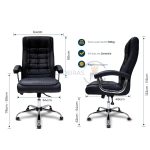 Cadeiras Escritório Poltrona Presidente LUXO c/ mola Ensacada - Couríssimo Preto 30016