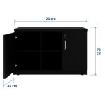 Móveis de Madeira Armário Baixo com Nicho e Prateleiras Internas – MDP Preto - 26032