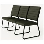 Cadeiras Longarinas para Recepção Sofanete para Escritório Estofada com 03 Lugares - TRIX - Pés PRETO - 35123