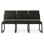 Cadeiras Longarinas para Recepção Sofanete para Escritório Estofada com 03 Lugares - TRIX - Pés PRETO - 35123