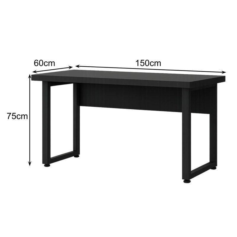 Móveis de Madeira Mesa em L PÉ QUADRO (Mesa 1,50m + Mesa Auxiliar) - C/ Gavetas - PRETO / PRETO - 26210 Móveis de Madeira Mesa em L PÉ QUADRO (Mesa 1,50m + Mesa Auxiliar) - C/ Gavetas - PRETO / PRETO - 26210