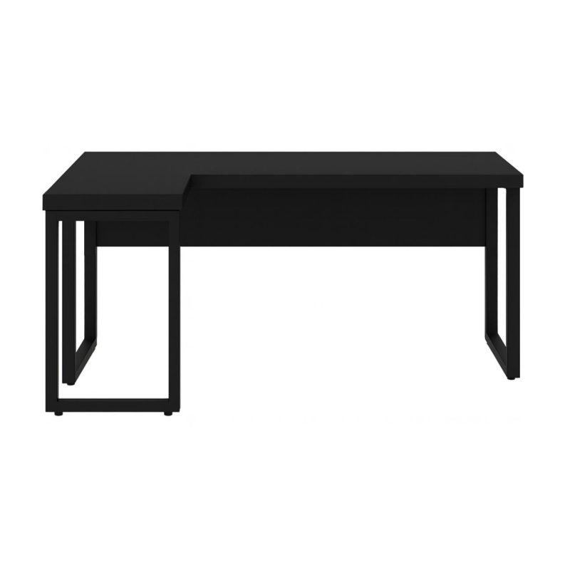 Móveis de Madeira Mesa em L PÉ QUADRO (Mesa 1,70m + Mesa Auxiliar) - C/ Gavetas - PRETO / PRETO - 26211 Móveis de Madeira Mesa em L PÉ QUADRO (Mesa 1,70m + Mesa Auxiliar) - C/ Gavetas - PRETO / PRETO - 26211