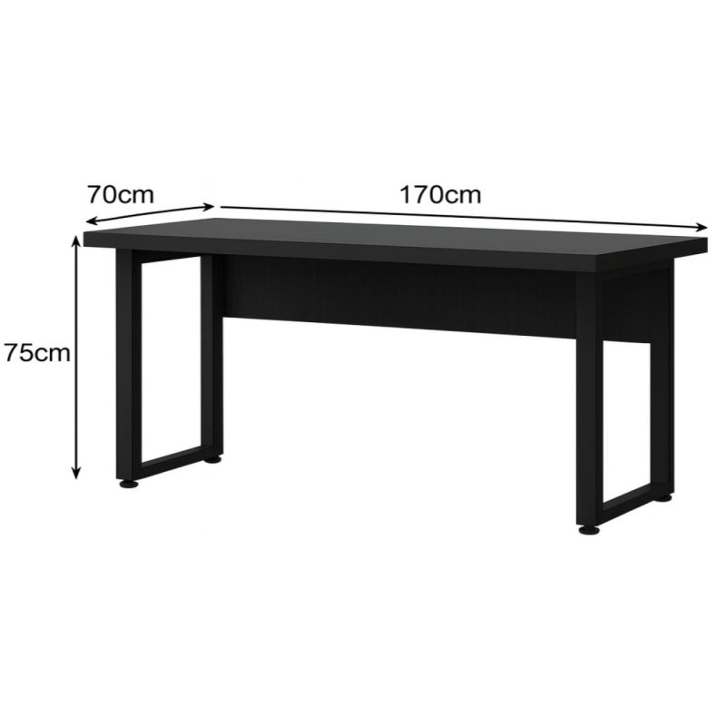 Móveis de Madeira Mesa em L PÉ QUADRO (Mesa 1,70m + Mesa Auxiliar) - C/ Gavetas - PRETO / PRETO - 26211 Móveis de Madeira Mesa em L PÉ QUADRO (Mesa 1,70m + Mesa Auxiliar) - C/ Gavetas - PRETO / PRETO - 26211