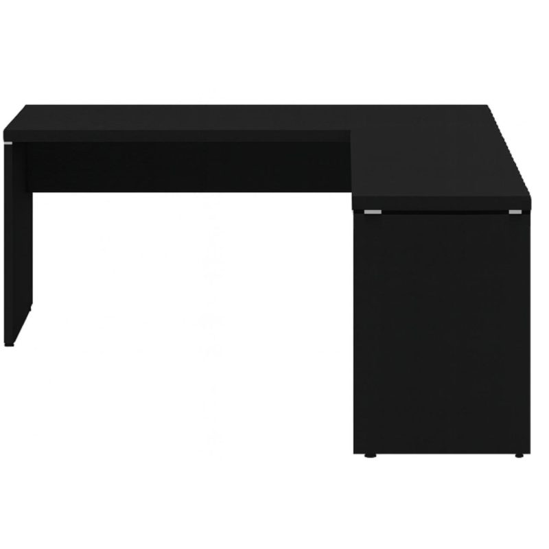 Móveis de Madeira Mesa em L PÉ PAINEL (Mesa 1,70m + Mesa Auxiliar) - C/ Gavetas - PRETO / PRETO - 26015 Móveis de Madeira Mesa em L PÉ PAINEL (Mesa 1,70m + Mesa Auxiliar) - C/ Gavetas - PRETO / PRETO - 26015