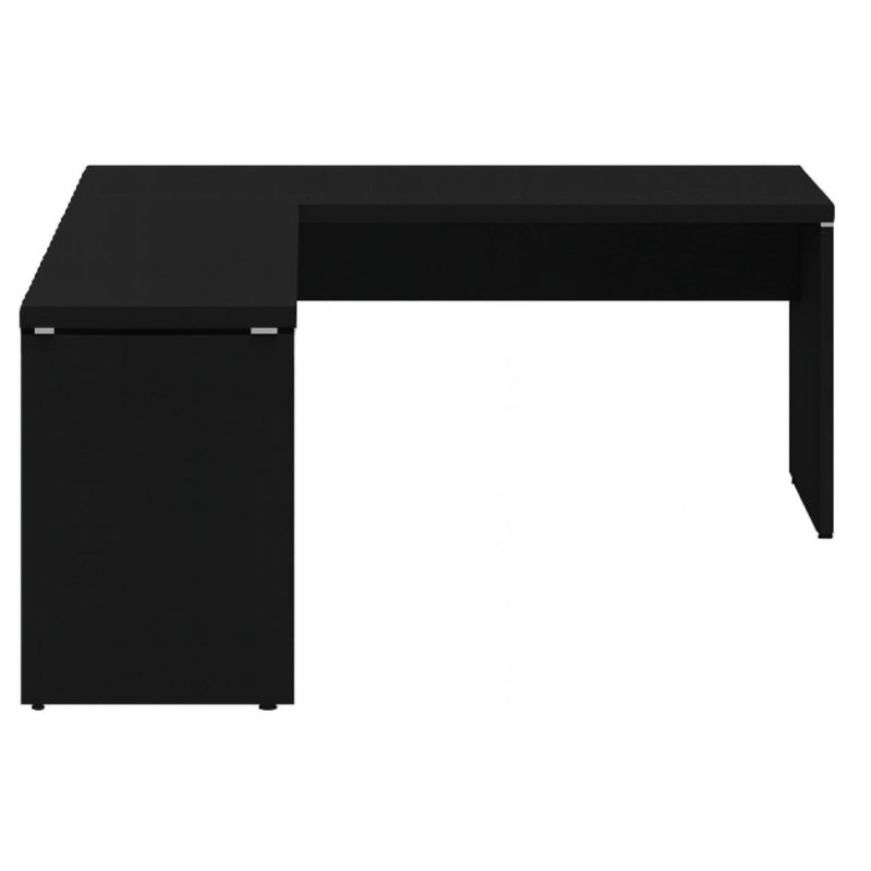 Móveis de Madeira Mesa em L PÉ PAINEL (Mesa 1,70m + Mesa Auxiliar) - C/ Gavetas - PRETO / PRETO - 26015 Móveis de Madeira Mesa em L PÉ PAINEL (Mesa 1,70m + Mesa Auxiliar) - C/ Gavetas - PRETO / PRETO - 26015