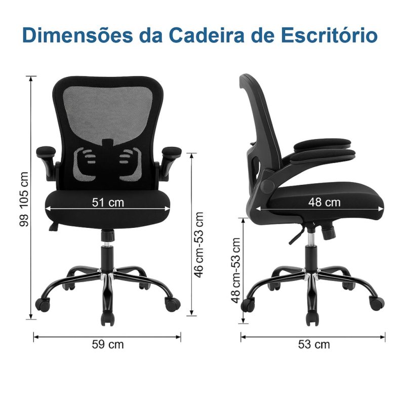 Cadeiras Escritório Cadeira de Escritório Tela NYO - Cor Preto - 20097