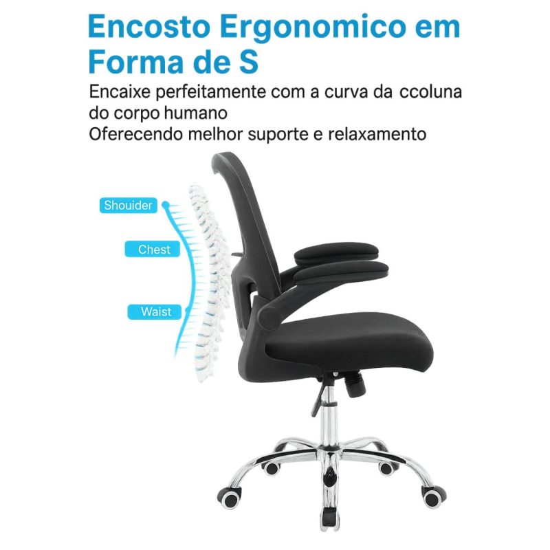 Cadeiras Escritório Cadeira de Escritório Tela NYO - Cor Preto - 20097