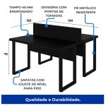 Móveis de Madeira Mesa Dupla de Escritório PÉ QUADRO - 1,20x1,35m - S/ Gavetas - PRETO / PRETO - 26801 Móveis de Madeira Mesa Dupla de Escritório PÉ QUADRO - 1,20x1,35m - S/ Gavetas - PRETO / PRETO - 26801