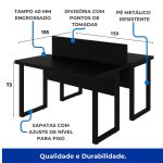 Móveis de Madeira Mesa Dupla de Escritório PÉ QUADRO - 1,50x1,35m - S/ Gavetas - PRETO / PRETO - 26803 Móveis de Madeira Mesa Dupla de Escritório PÉ QUADRO - 1,50x1,35m - S/ Gavetas - PRETO / PRETO - 26803