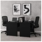 Móveis de Madeira Mesa Dupla para Escritório 1,50x1,35mm - S/ Gavetas - PRETO/PRETO - 26072 Móveis de Madeira Mesa Dupla para Escritório 1,50x1,35mm - S/ Gavetas - PRETO/PRETO - 26072