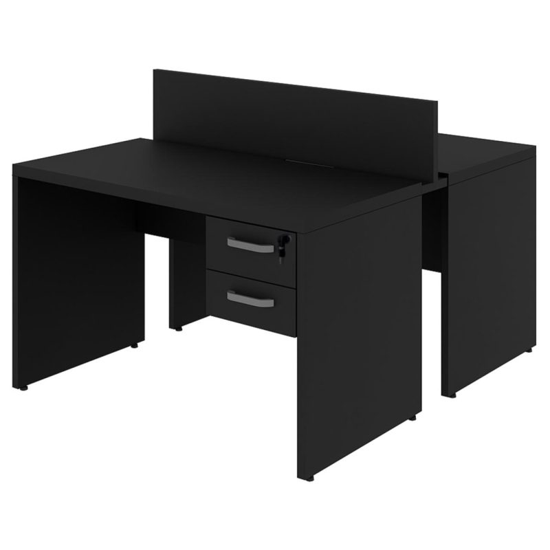 Móveis de Madeira Mesa Dupla para Escritório 1,20x1,35mm - C/ Gavetas - PRETO/PRETO - 26071 Móveis de Madeira Mesa Dupla para Escritório 1,20x1,35mm - C/ Gavetas - PRETO/PRETO - 26071