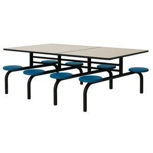 Refeitório Mesa para Refeitório FIXA 8 Lugares MDP Branco de 25 mm - Assento AZUL - 50101