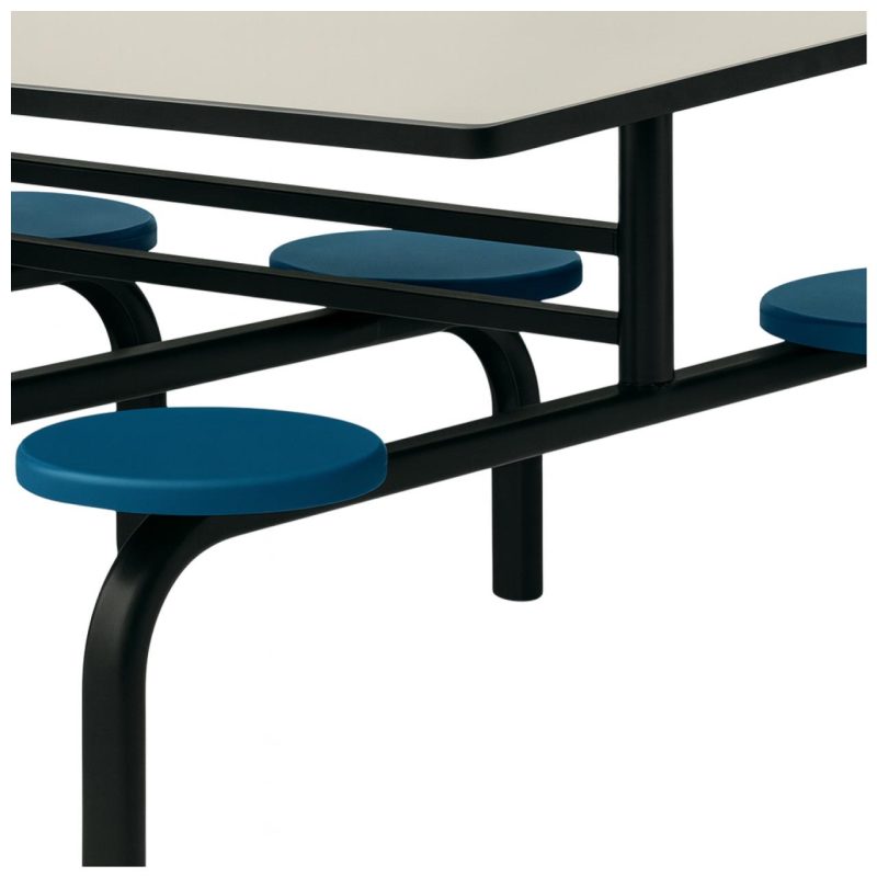 Refeitório Mesa para Refeitório FIXA 8 Lugares MDP Branco de 25 mm - Assento AZUL - 50101