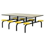 Refeitório Mesa para Refeitório FIXA 8 Lugares MDP Branco de 25 mm - Assento AMARELO - 50102