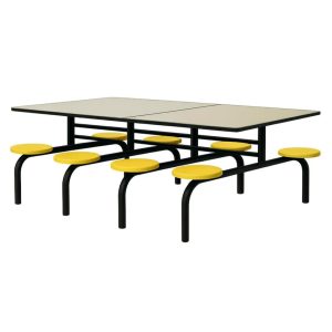 Refeitório Mesa para Refeitório FIXA 8 Lugares MDP Branco de 25 mm - Assento AMARELO - 50102